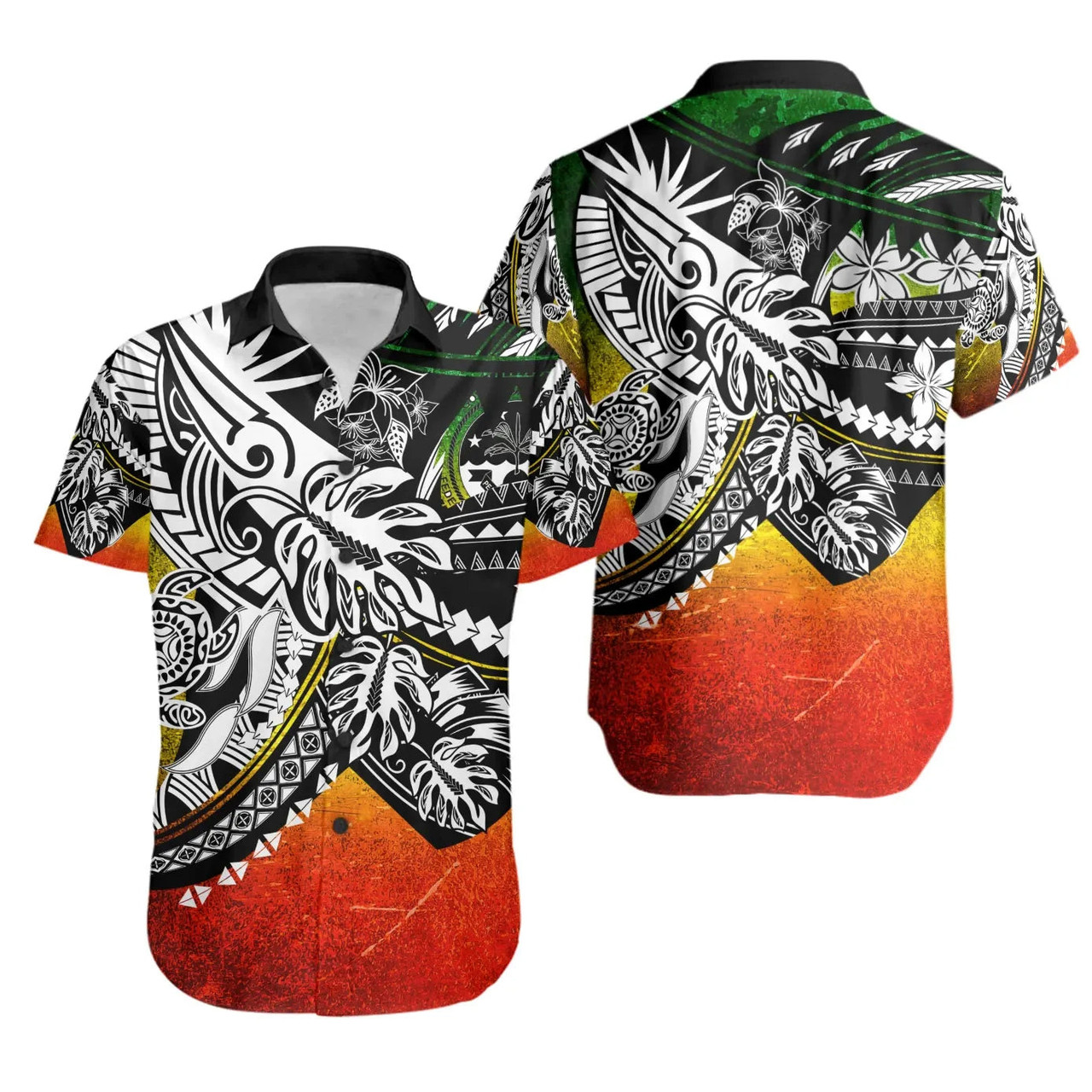 Federated States Of Micronesia Hawaiian Shirts - Tribal Jungle Pattern Reggae Color 1