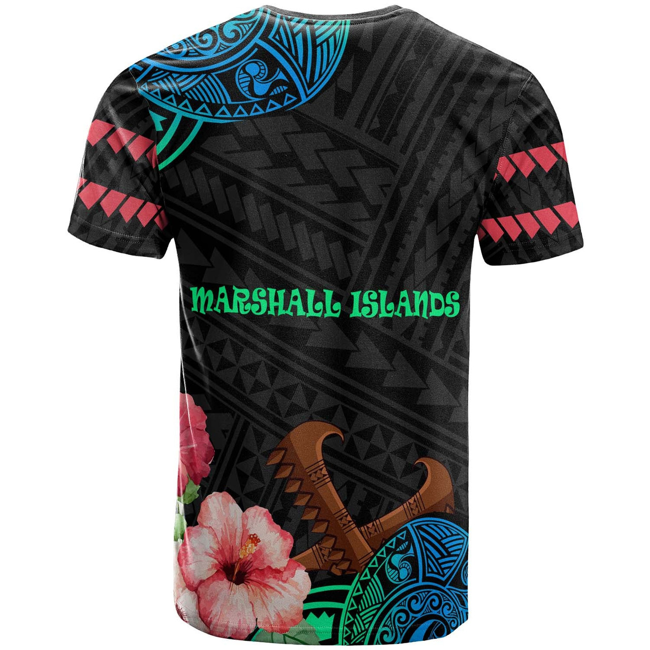 Marshall Islands T-Shirt - Polynesian Pride with Hibicus Flower Tribal Pattern