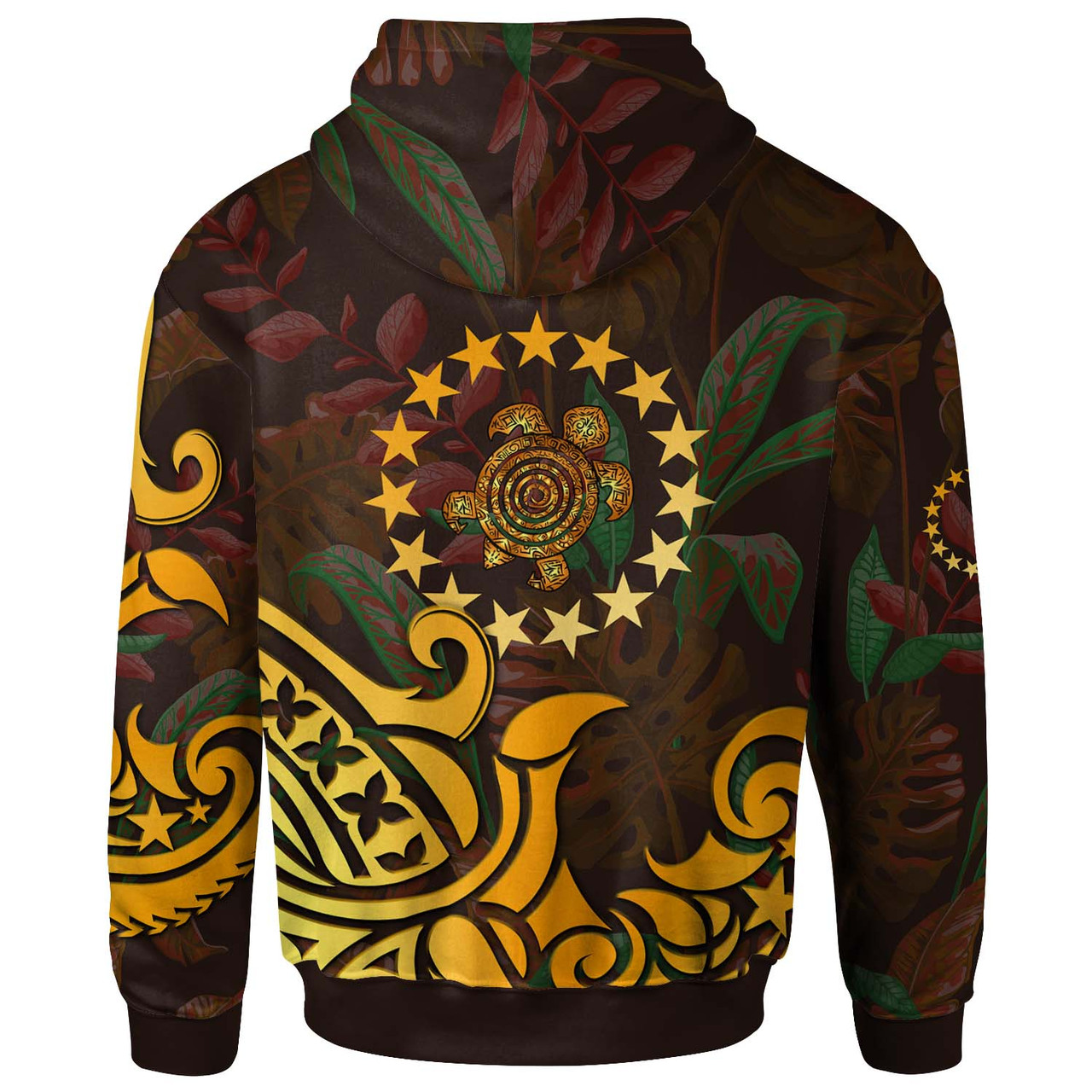 Cook Islands Hoodie - Turtle Gold and Polynesian Pattern Tribal Art