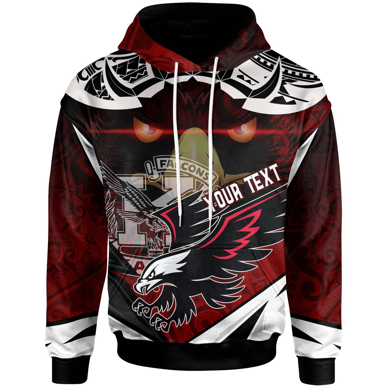 Hawaii Custom Hoodie - Kalani High School Red Falcon Polynesian Pattern Apparel