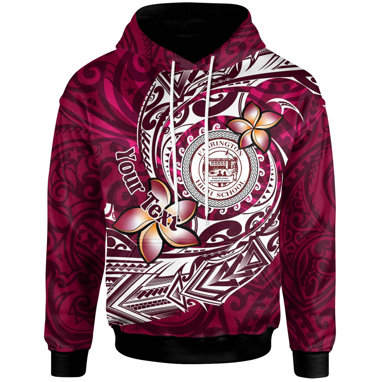 Hawaii Custom Personalised Hoodie - Farrington High School Maroon Polynesian Patterns