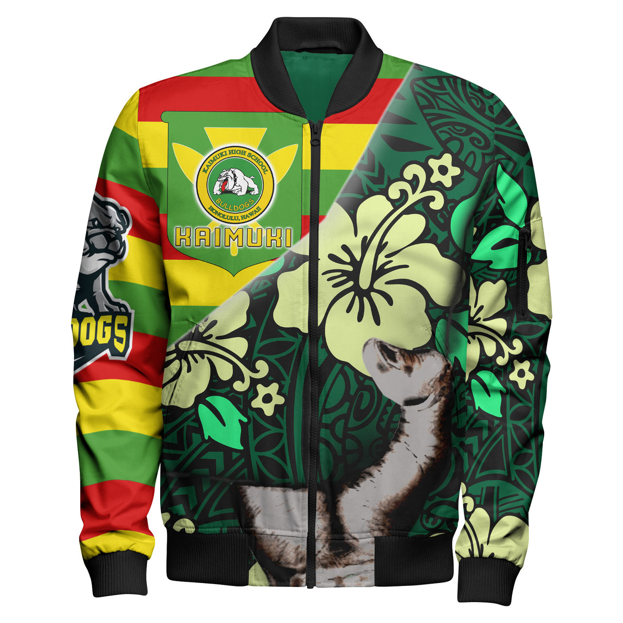 Hawaii Kaimuki High School Custom Polynesian Patronage Bomber Jacket - Kaimuki High School Bloods In My Veins