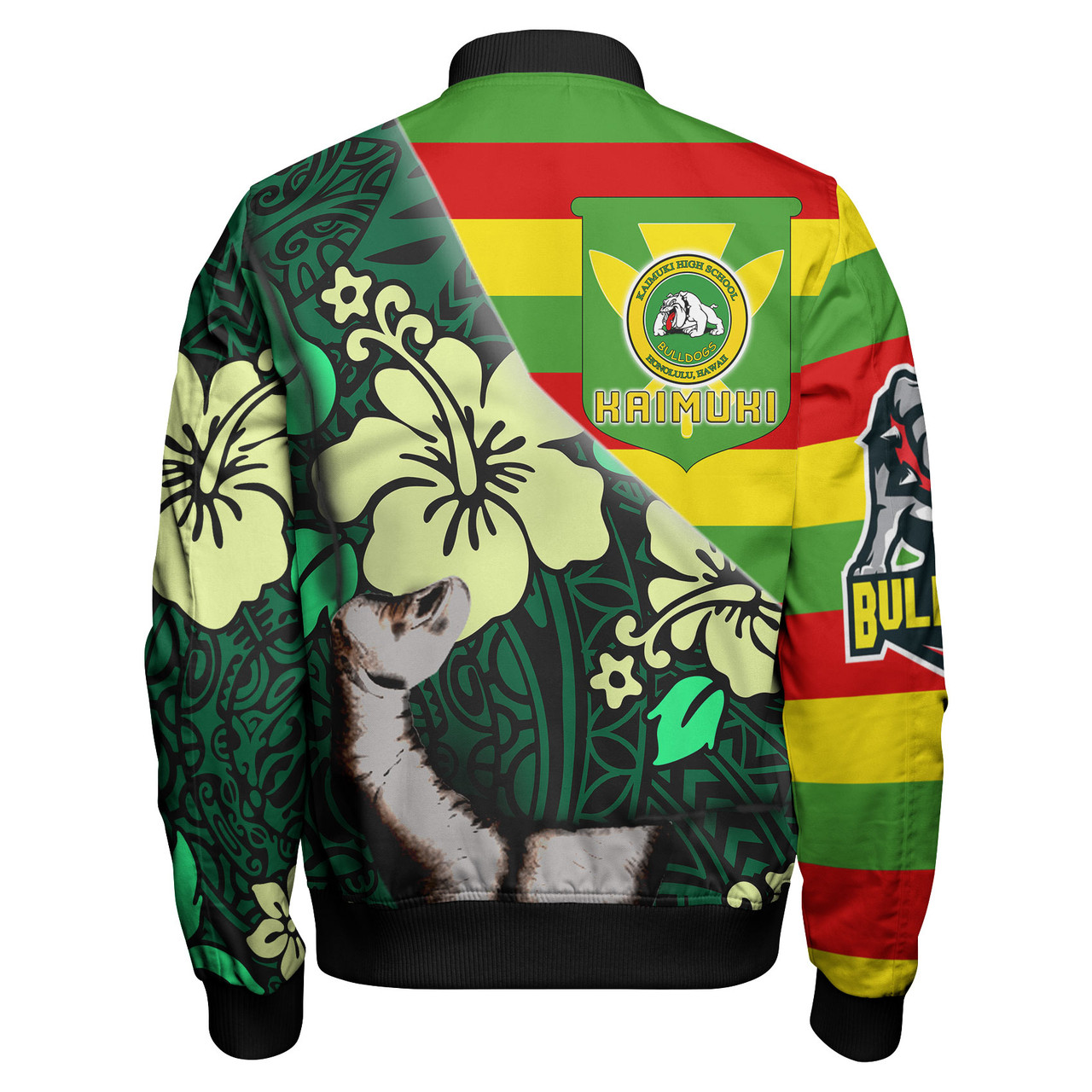 Hawaii Kaimuki High School Custom Polynesian Patronage Bomber Jacket - Kaimuki High School Bloods In My Veins