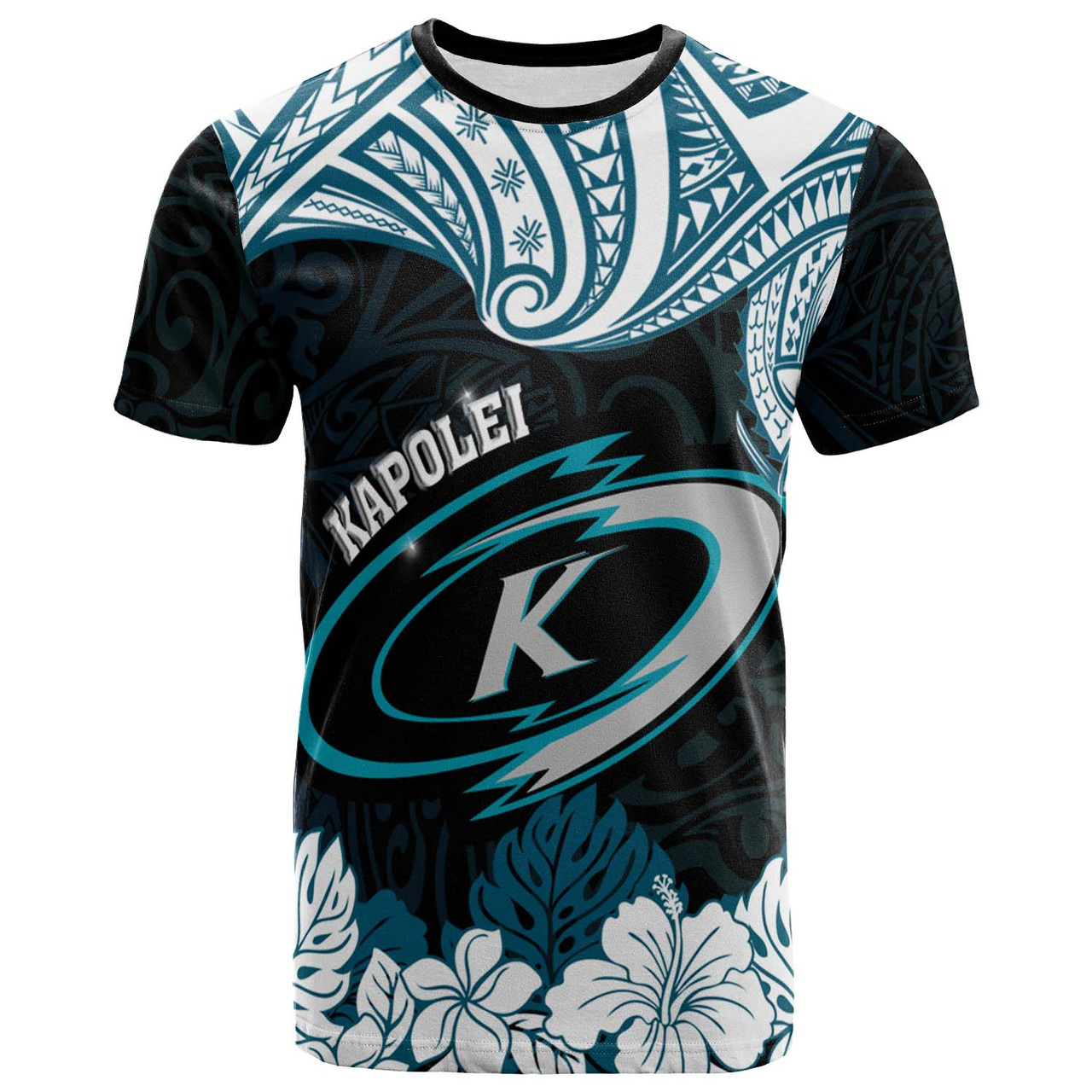 Hawaii Kapolei High School Custom T-shirt - Kapolei High School Hibicus Flower and Polynesian Pattern