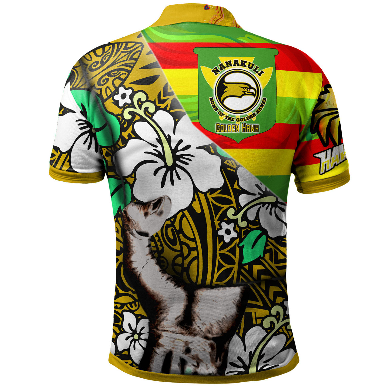 Hawaii NÄnÄkuli High & Intermediate School Custom Polynesian Patronage Polo Shirt - The Golden Hawk Bloods In My Veins