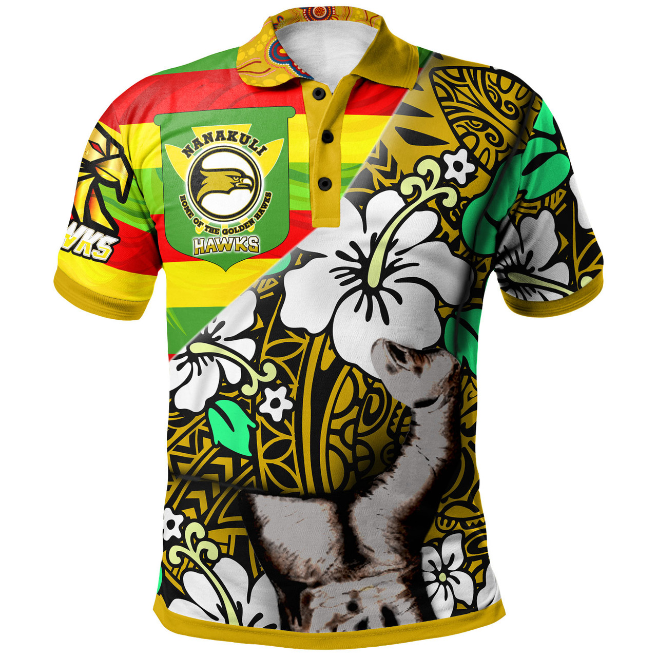 Hawaii NÄnÄkuli High & Intermediate School Custom Polynesian Patronage Polo Shirt - The Golden Hawk Bloods In My Veins