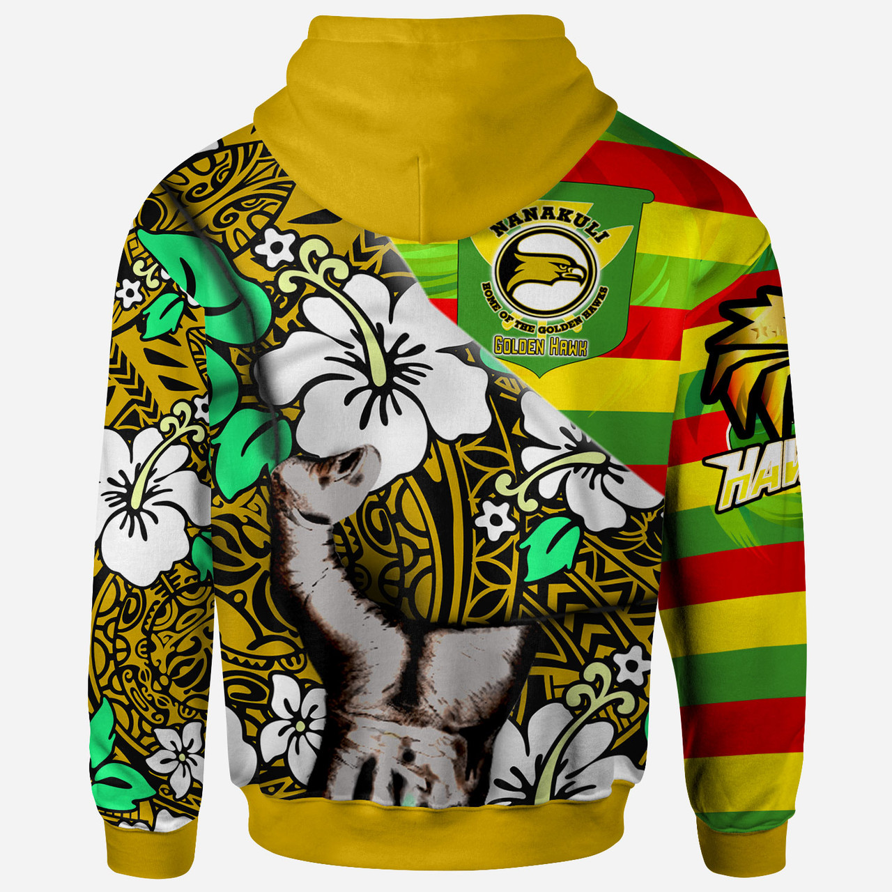 Hawaii NÄnÄkuli High & Intermediate School Custom Polynesian Patronage Hoodie - The Golden Hawk Bloods In My Veins