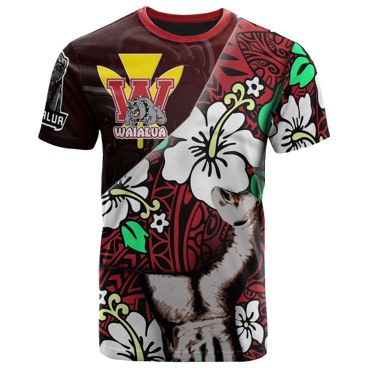 Hawaii Waialua School Custom Polynesian Patronage T-shirt - The Waialua High & Intermediate School Bloods In My Veins