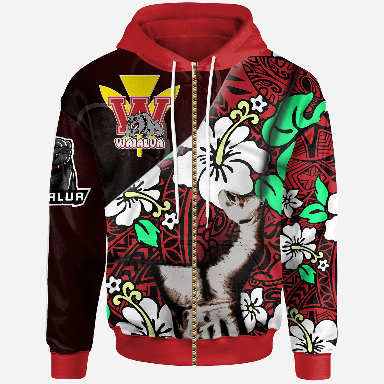 Hawaii Waialua School Polynesian Custom Patronage Hoodie - The Waialua High & Intermediate School Bloods In My Veins