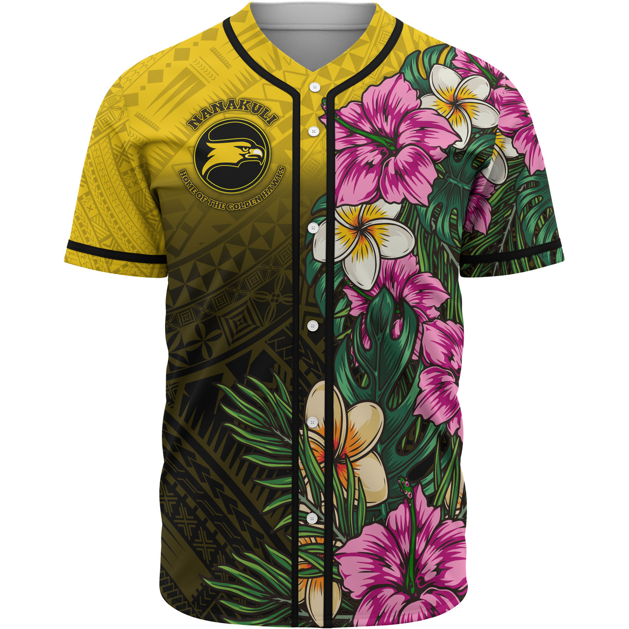 Hawaii Custom Personalised Baseball Shirt - Nanakuli High and Intermediate School Hawaiian Tropical Flowers Baseball Shirt