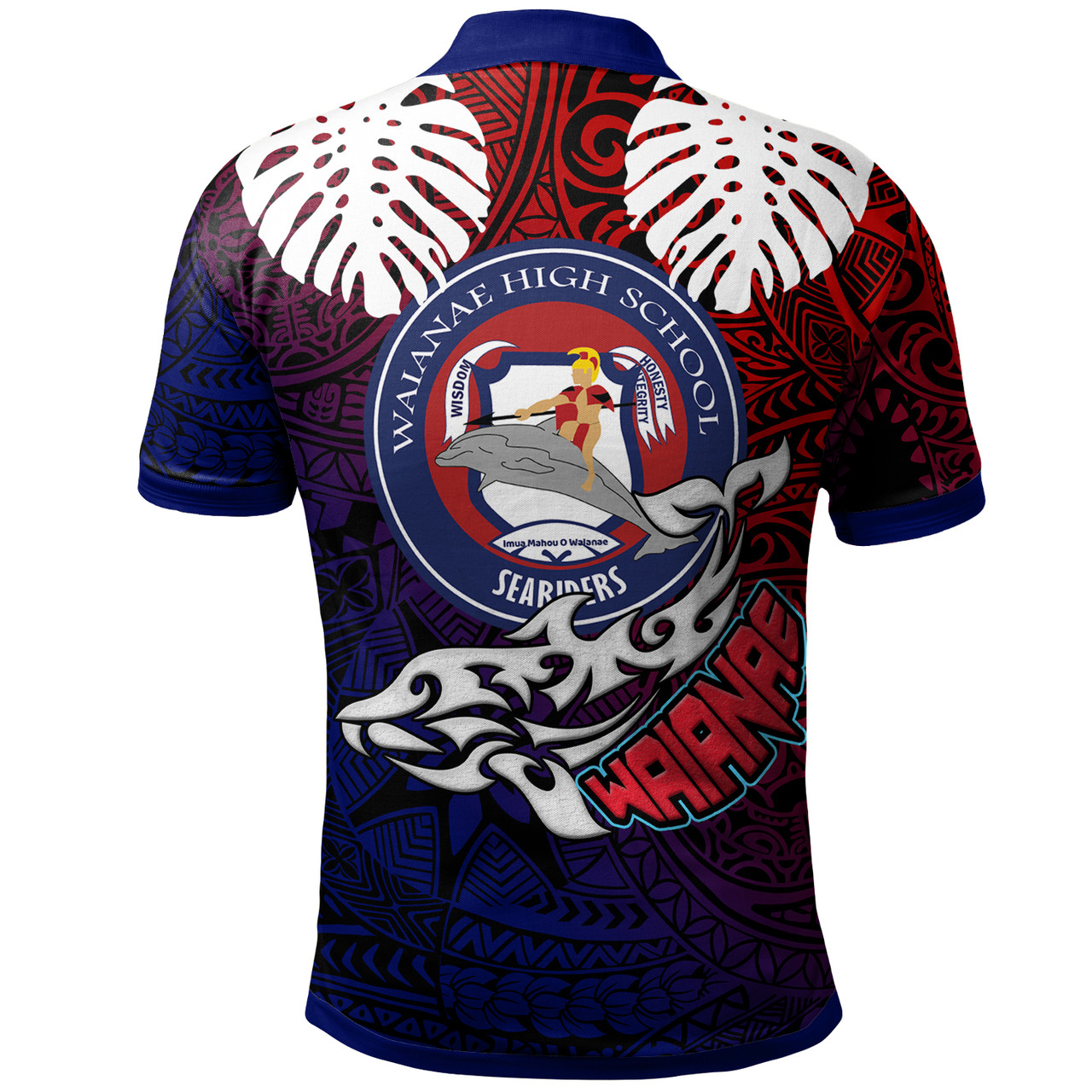 Hawaii Waianae High School Custom Polo Shirt - Waianae High School Polynesian Pattern