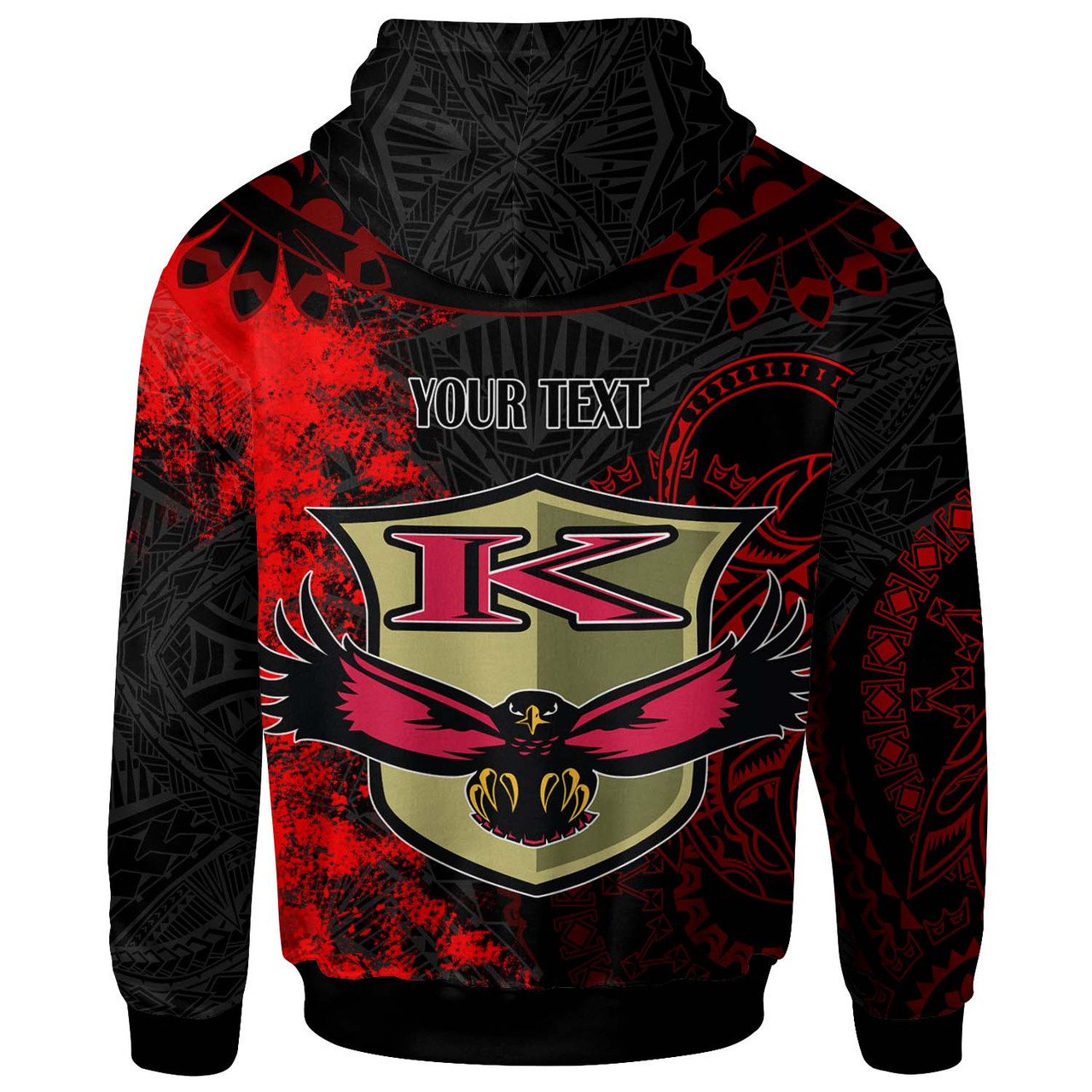 Hawaii Custom Polynesian Hoodie - Kauai High School Red Eagles Polynesian Tribal Pattern