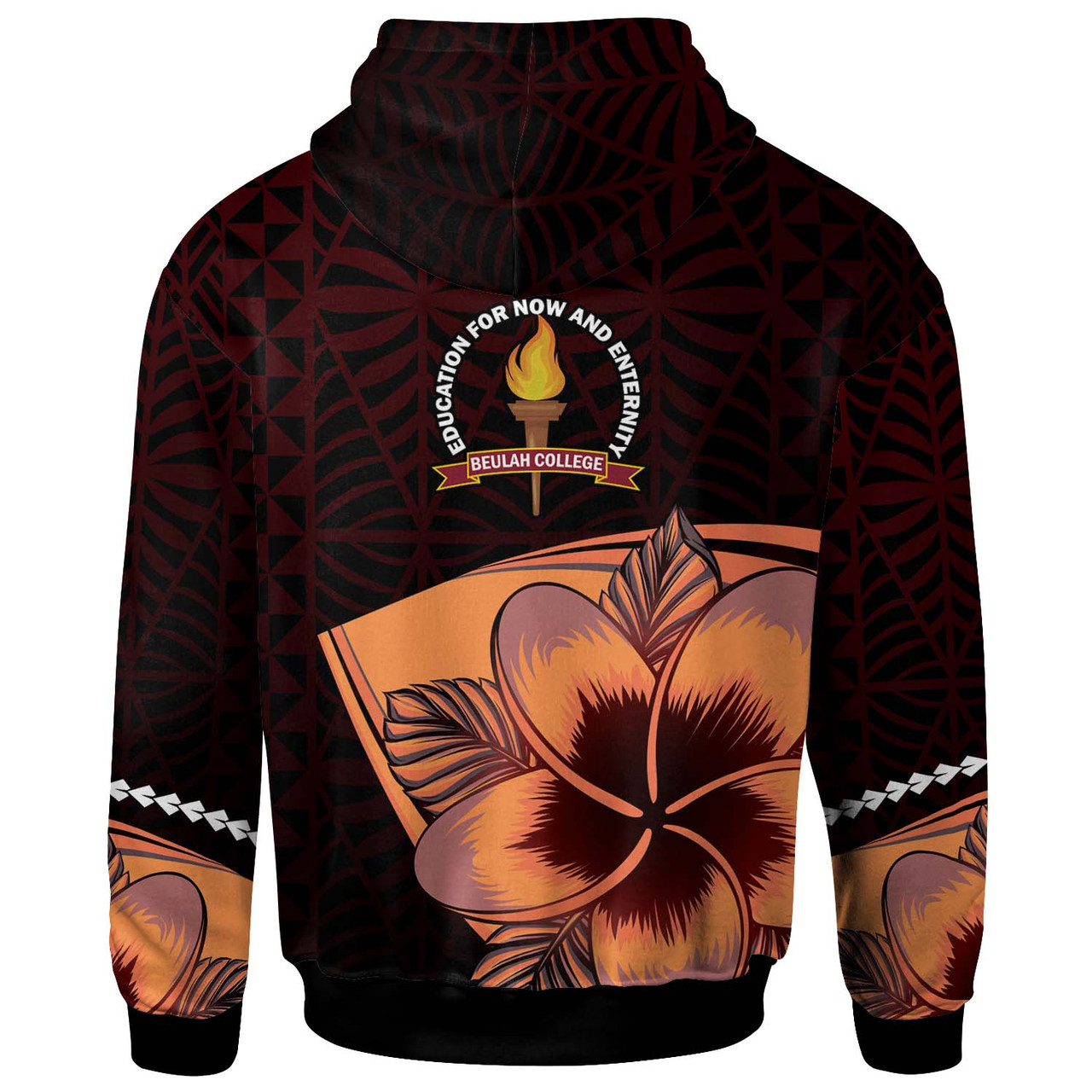 Tonga Custom Personalised Hoodie - Beulah College Polynesian Pattern with Flower Tribal Hoodie