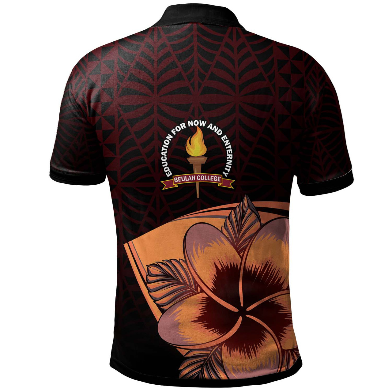 Tonga Custom Personalised Polo Shirt - Beulah College Polynesian Pattern with Flower Tribal Polo Shirt
