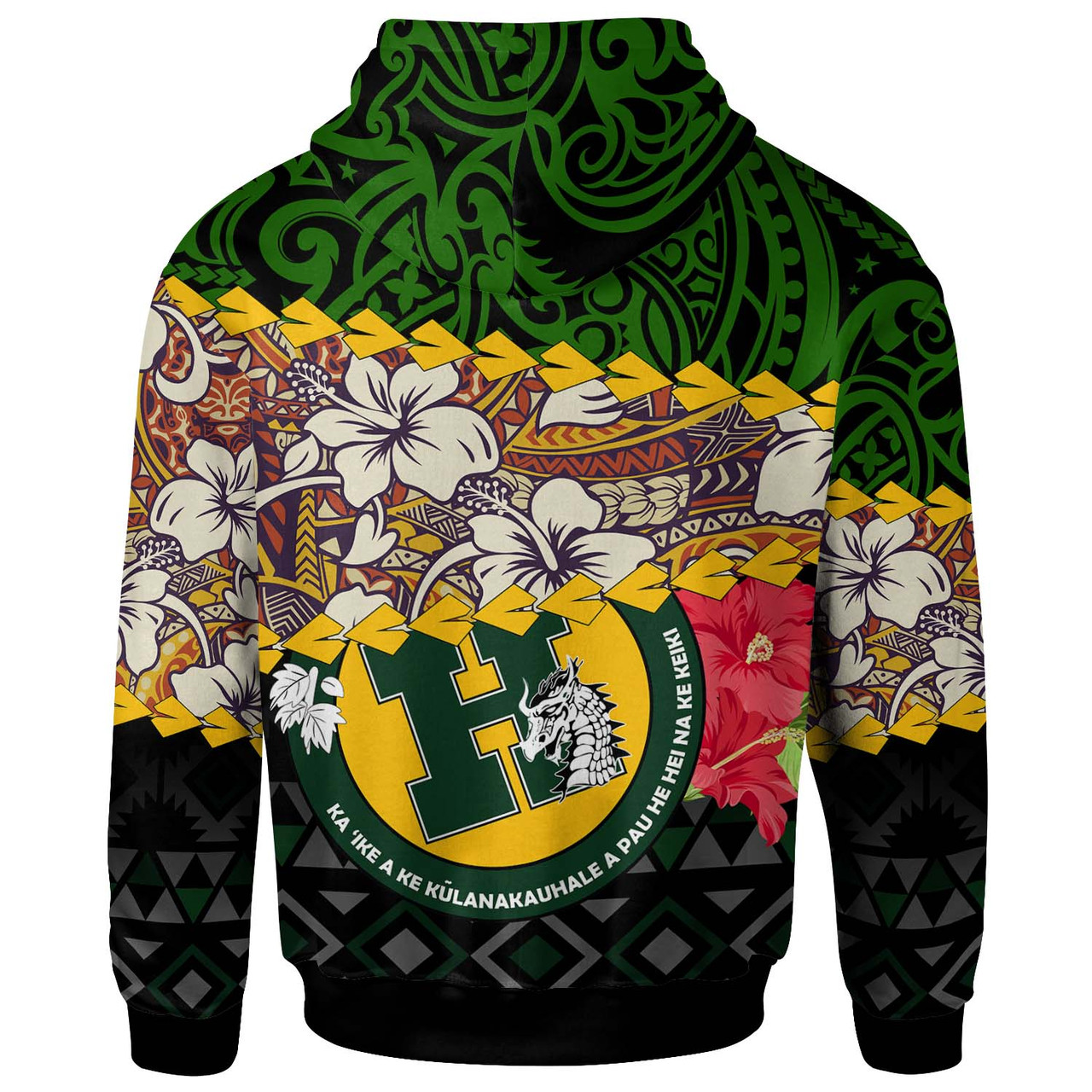 Hawaii Custom Personalised Hoodie - Hana High & Intermediate School Dragon Polynesian Pattern