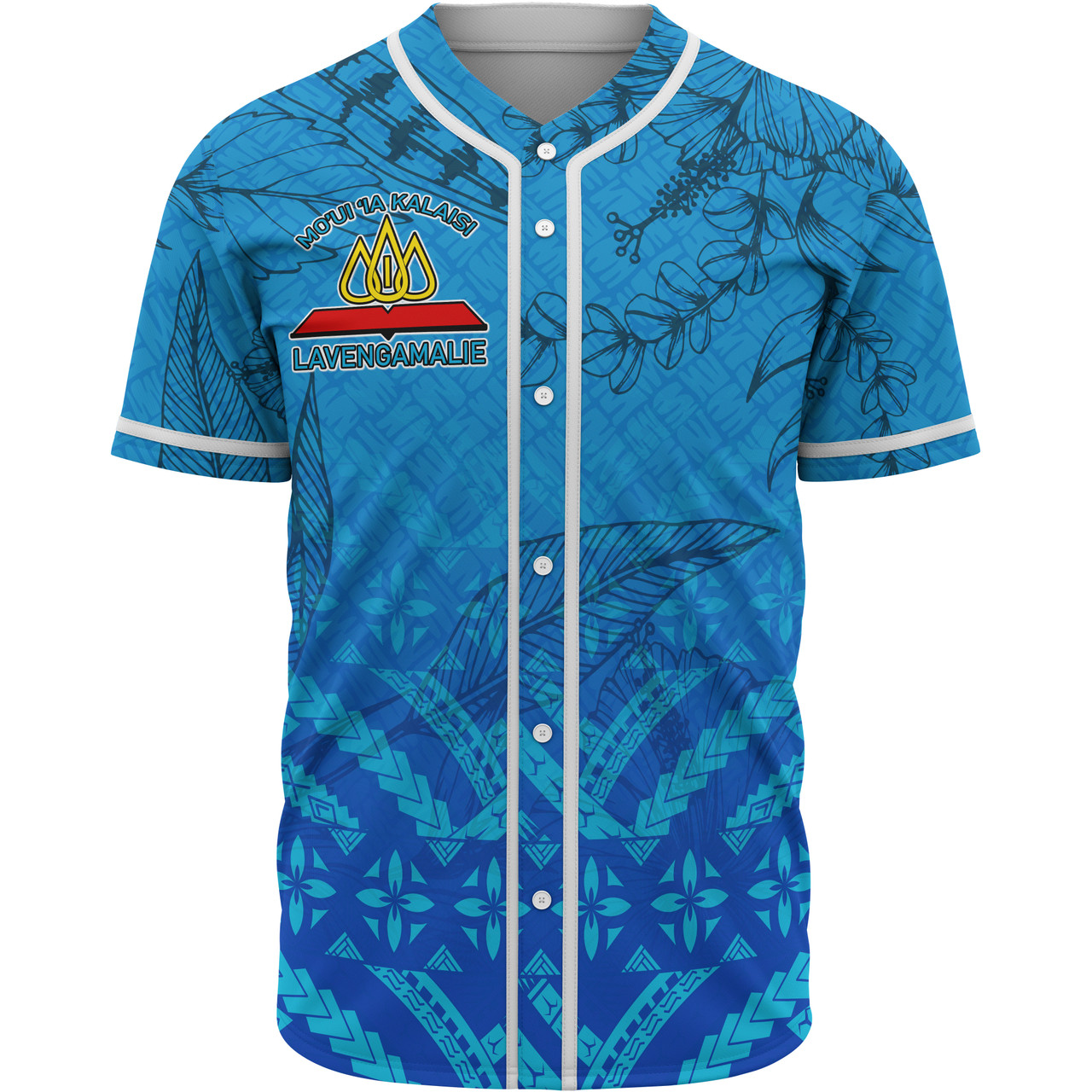 Tonga Custom Personalised Baseball Shirt - Lavengamalie College Logo With Tropical Flowers Baseball Shirt