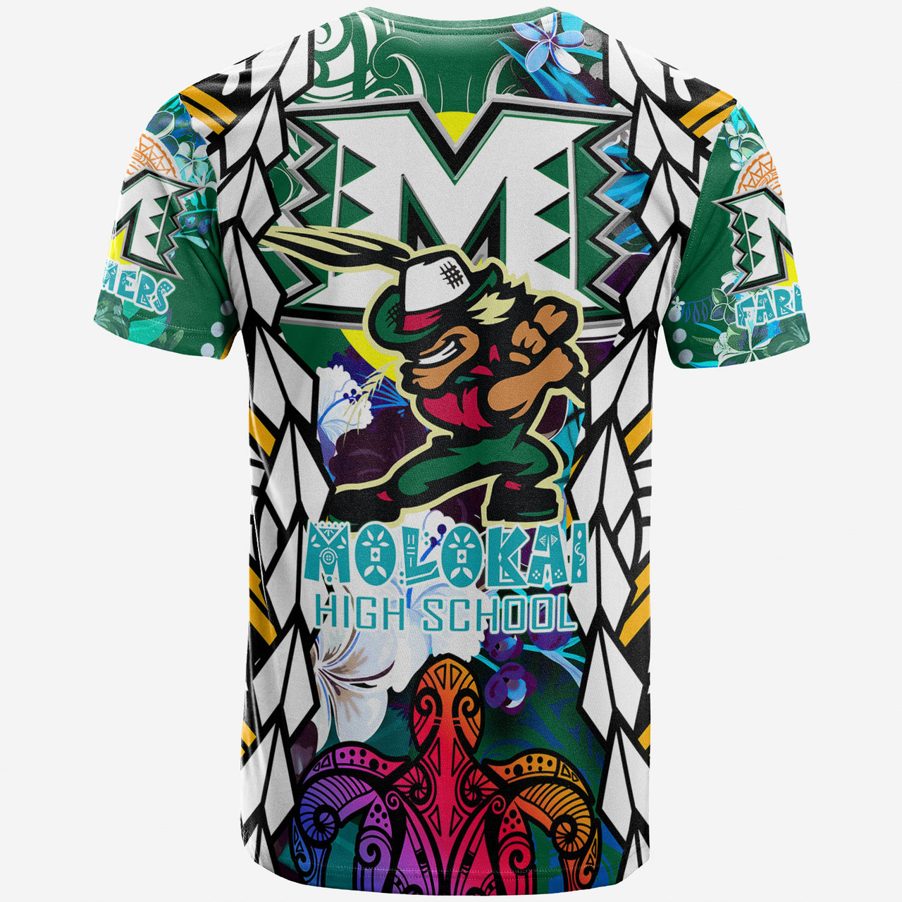 Hawaii Custom Personalised T-Shirt - Moloka'i High School SuPER Farmer With Polynesian Sea Turtle And Hibiscus Tribal Patterns