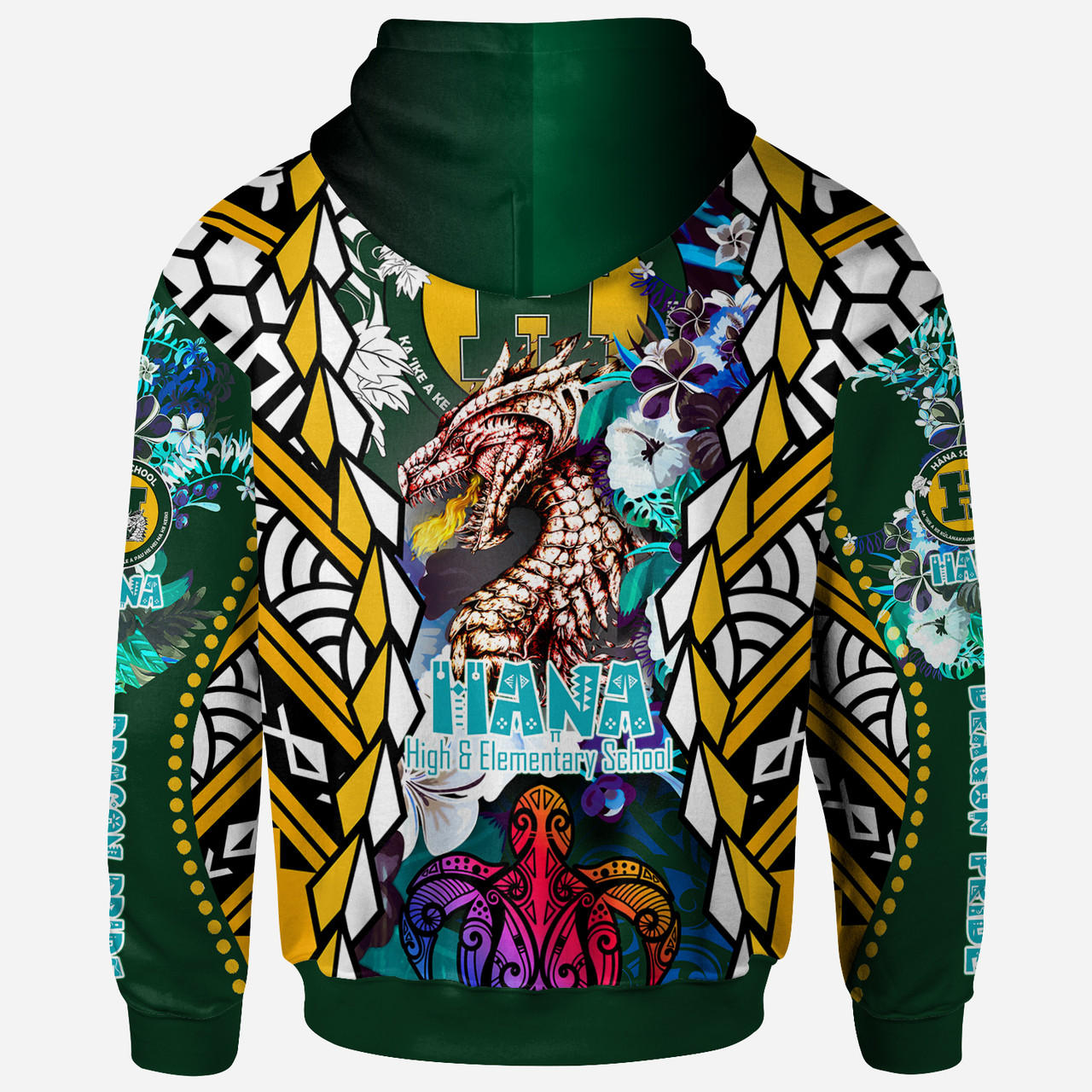 Hawaii Custom Personalised Hoodie - Hana High & Intermediate School Fire Dragon Polynesian Culture Pride