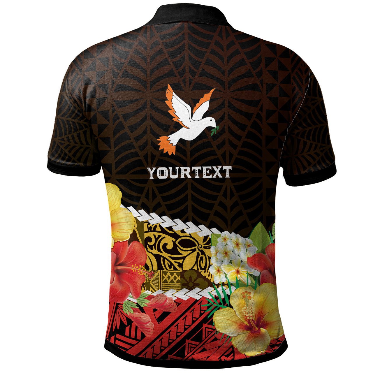 Tonga Custom Polo Shirt - Tailulu College Polynesian with Flower and Tonga Pattern