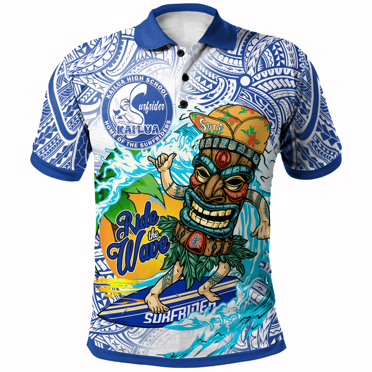 Hawaii Polynesian Custom Personalised Polo Shirt - Kailua High School Tiki Tribal Surfriders Polynesian Culture