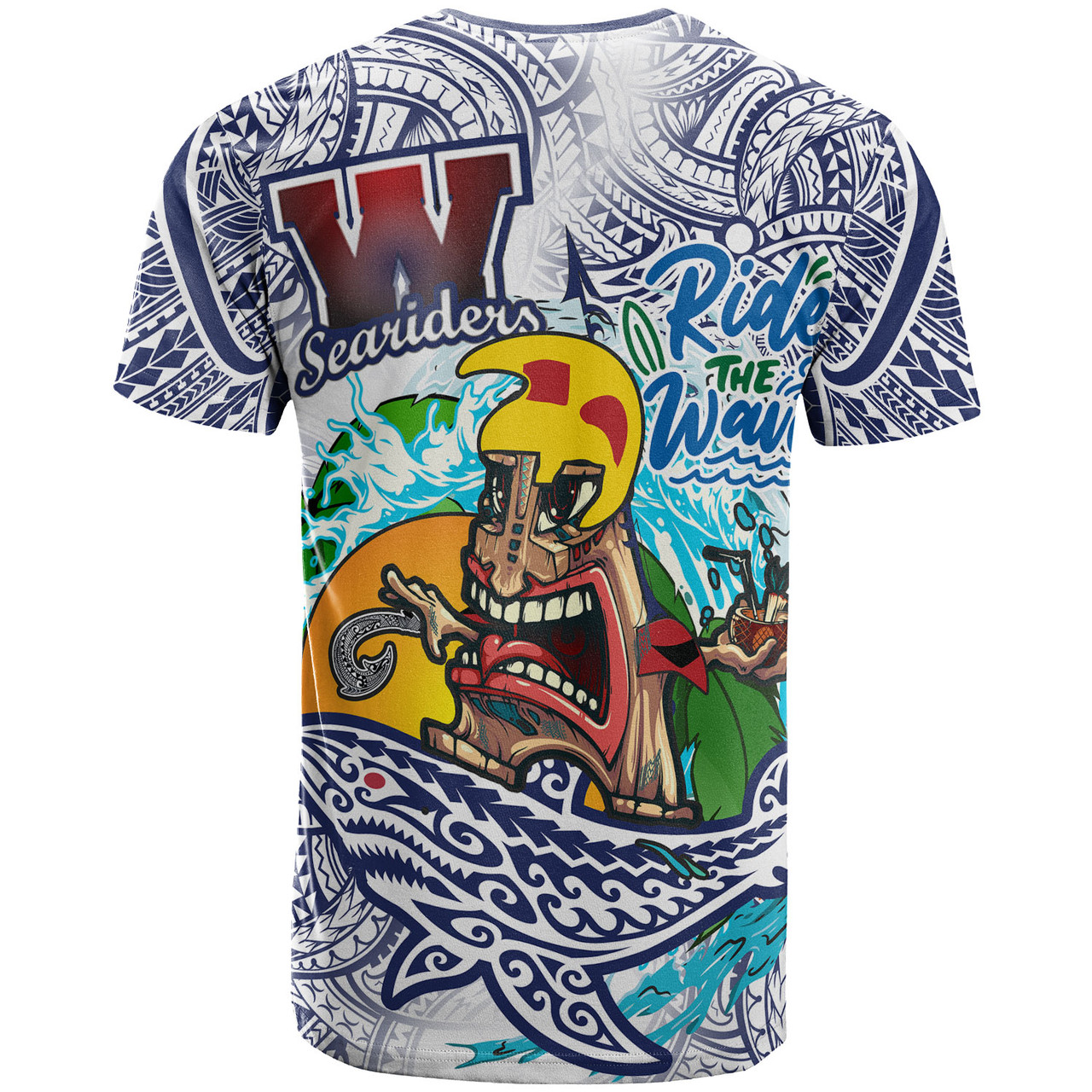 Hawaii Custom Personalised T-shirt - Waianae High School Tribal Tiki Shark Riders Polynesian Pride T-shirt