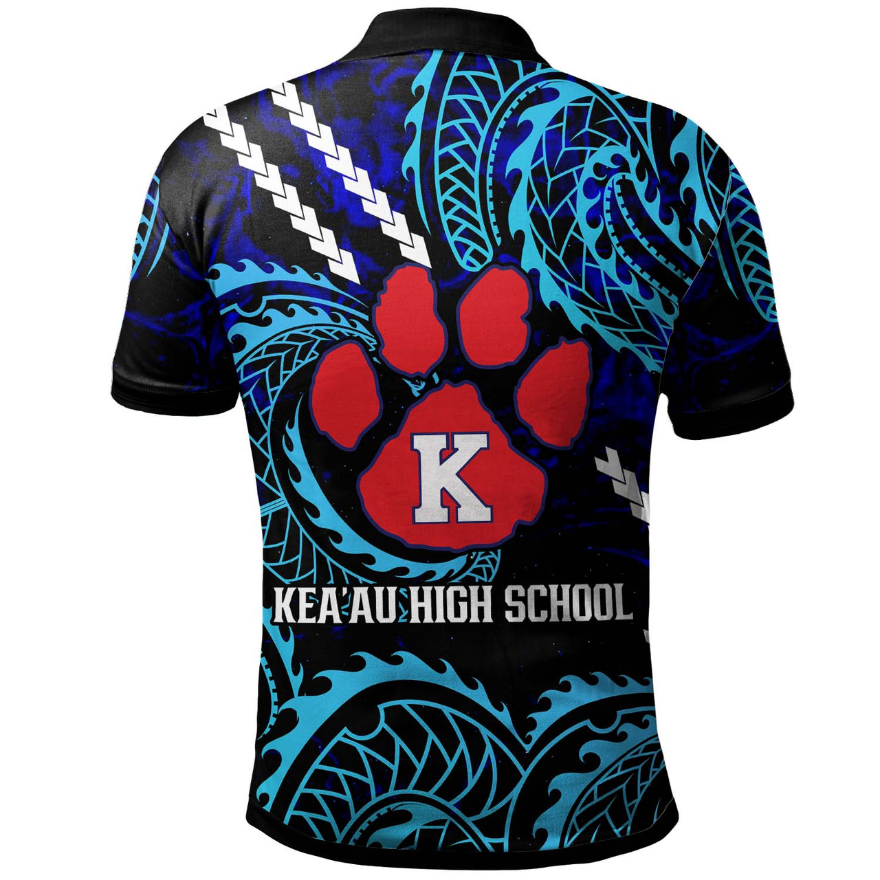 Hawaii Custom Polo Shirt - KeaÊ»au High School Cougars with Polynesian Patterns Galaxy