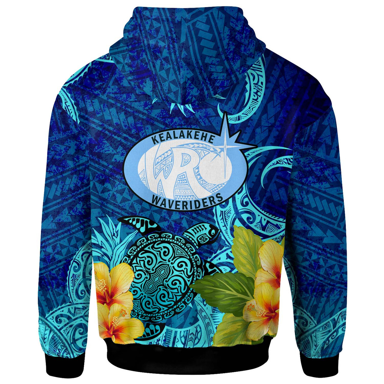 Hawaii Custom Hoodie - Kealakehe High School with Polynesian Patterns and Hibicus Flower