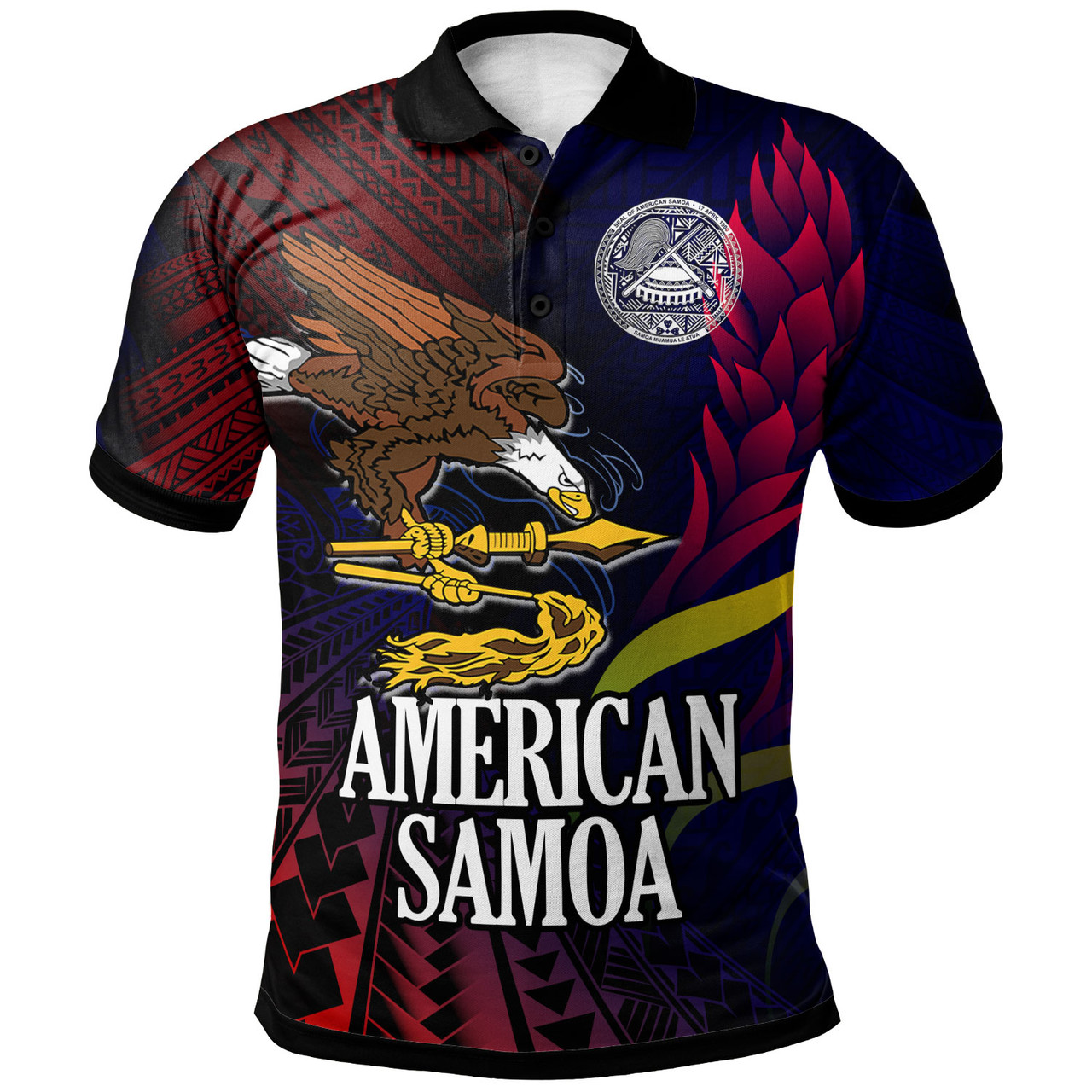 American Samoa Polo Shirt - Custom Seal Of American Samoa Gradient Color Style