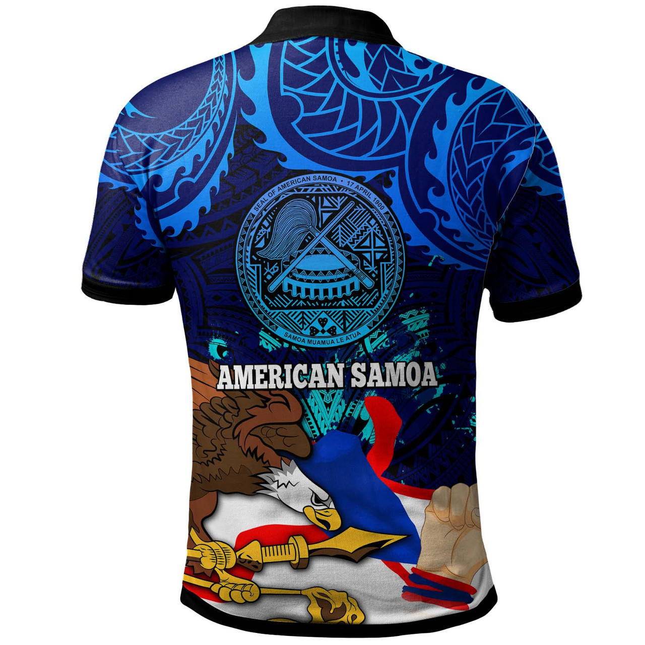 American Samoa Polo Shirt - Happy Independence Day Samoa with Eagles Polynesian Patterns