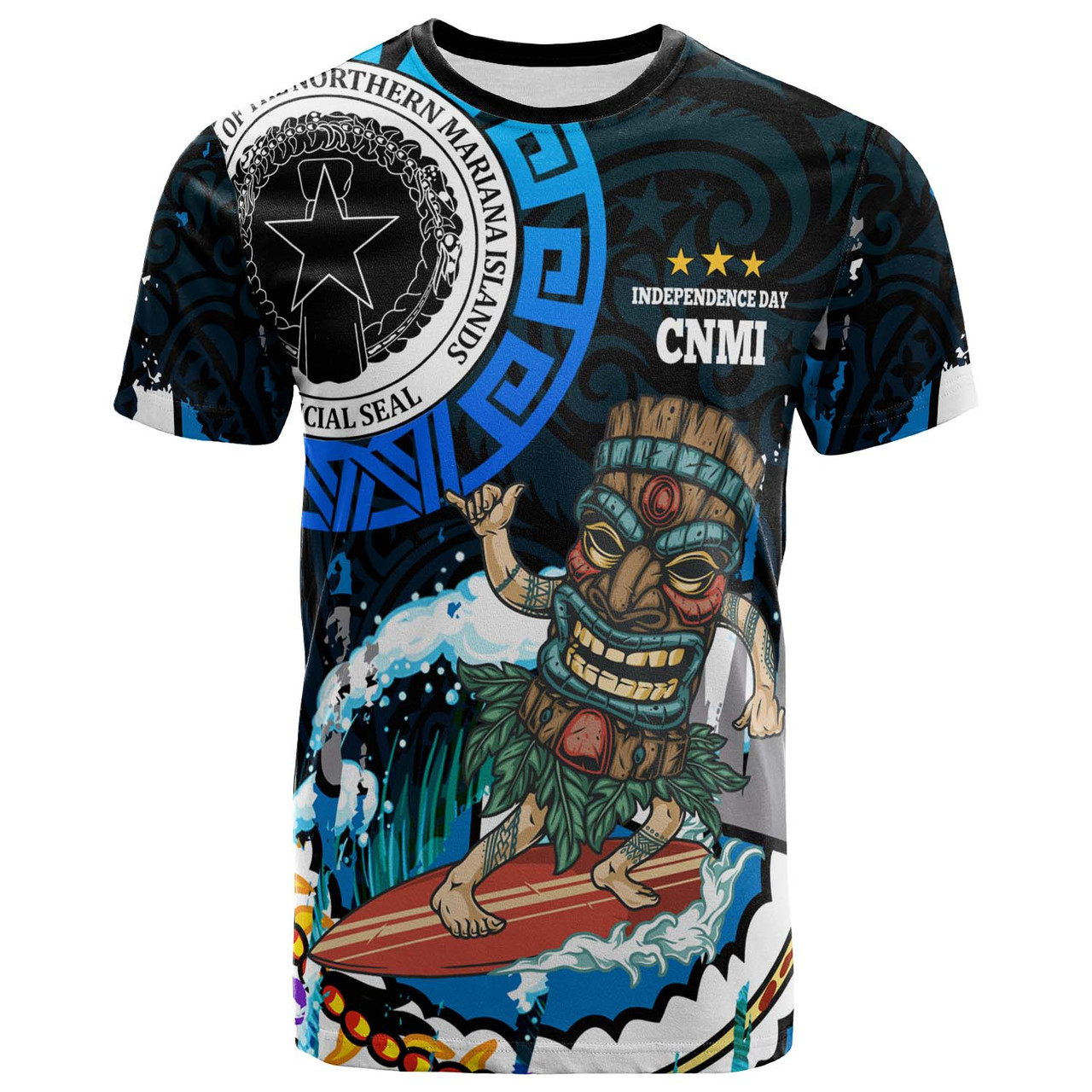 Northern Mariana Islands T-shirt - CNMI Polynesian Culture with Tiki Surf Style