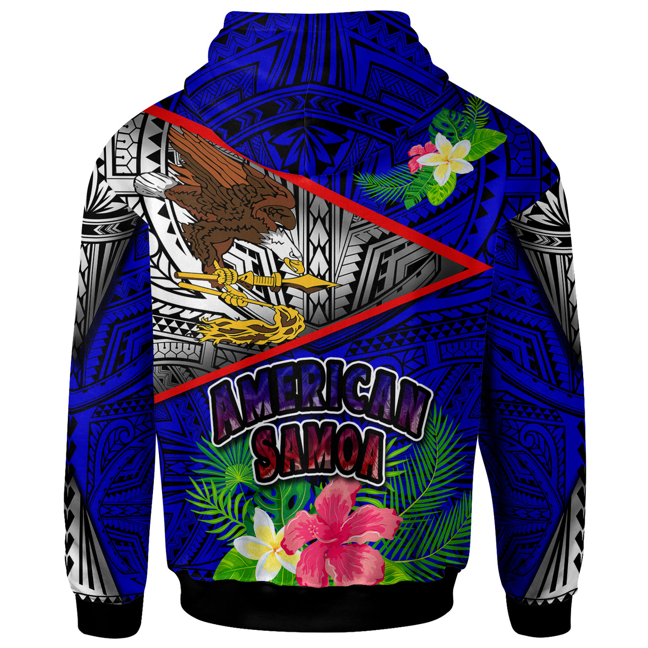 American Samoa Hoodie - Custom American Samoa Eagle Flag Style With Polynesian Patterns Hoodie