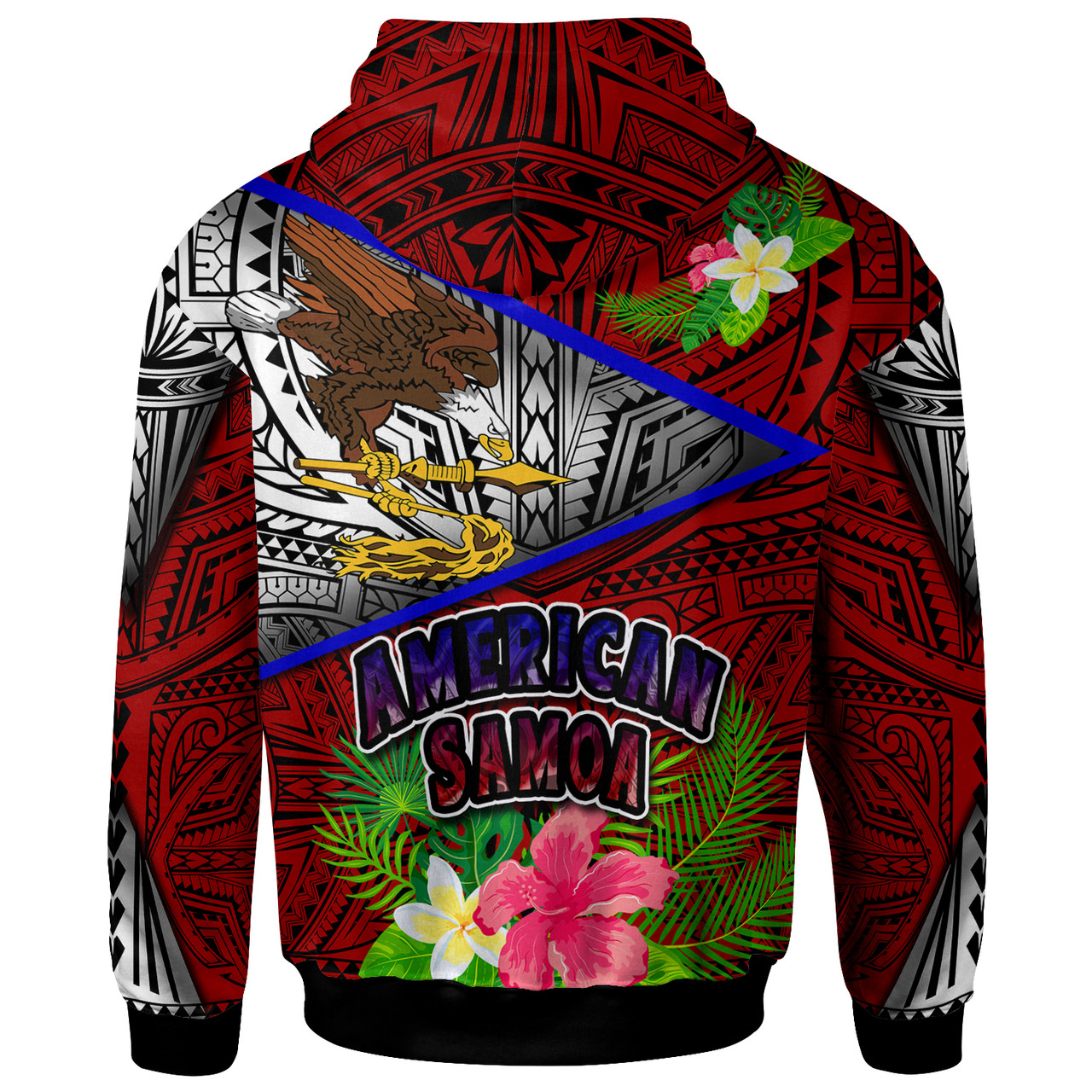 American Samoa Hoodie - Custom American Samoa Eagle Flag Style With Polynesian Patterns Hoodie