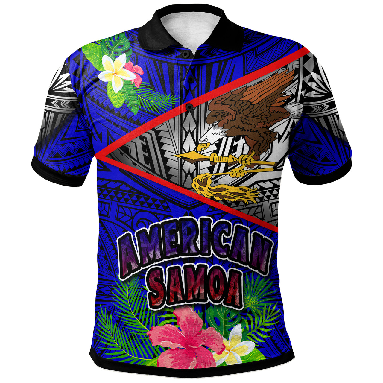 American Samoa Polo Shirt - Custom American Samoa Eagle Flag Style With Polynesian Patterns Polo Shirt