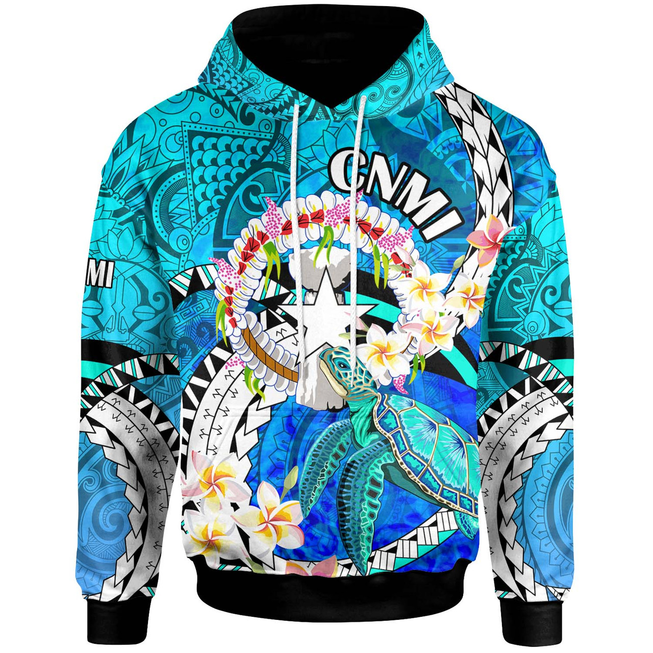 Northern Mariana Islands Hoodie - CNMI Polynesian Culture with Turtle and Plumeria Hoodie