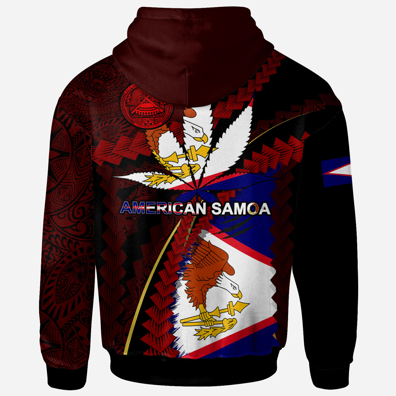 American Samoa Hoodie - American Samoa Independence Day With State Flag And Marijuana Leaf Polynesian Style