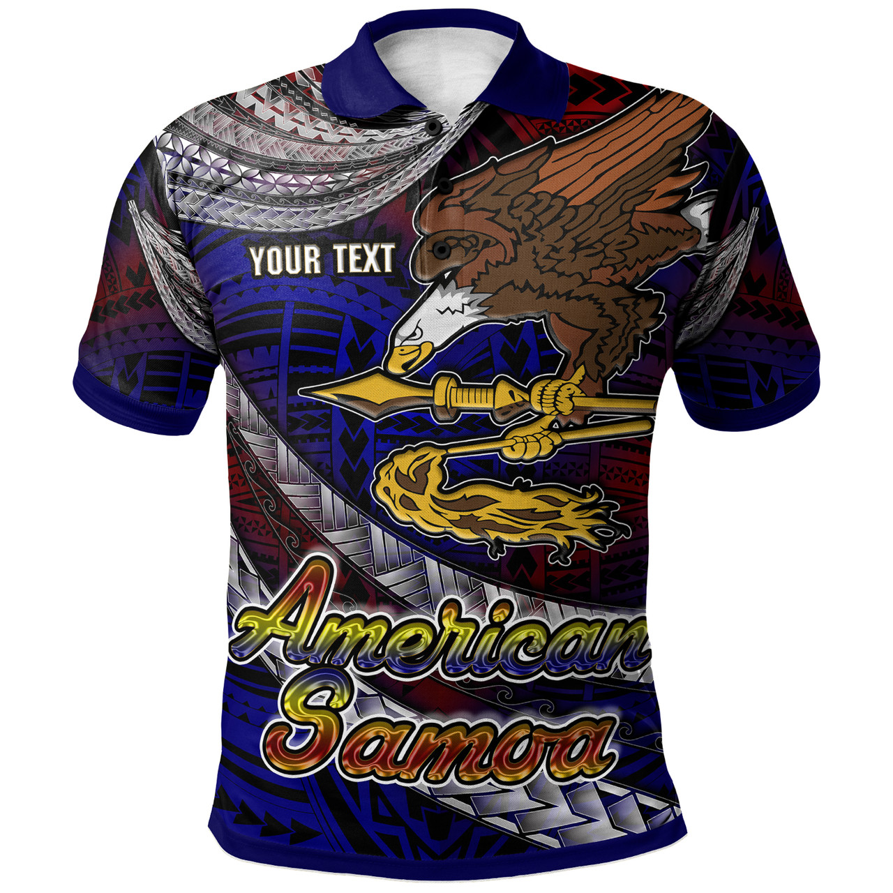 American Samoa Polo Shirt - Custom American Samoa Eagle With Polynesian Patterns Polo Shirt