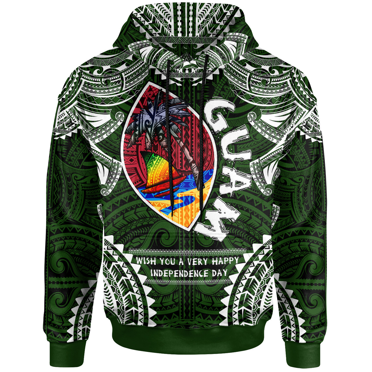 Guam Hoodie - Custom Guam Independence Day '' Wish You A Very Happy Independence Day '' With Polynesian Patterns