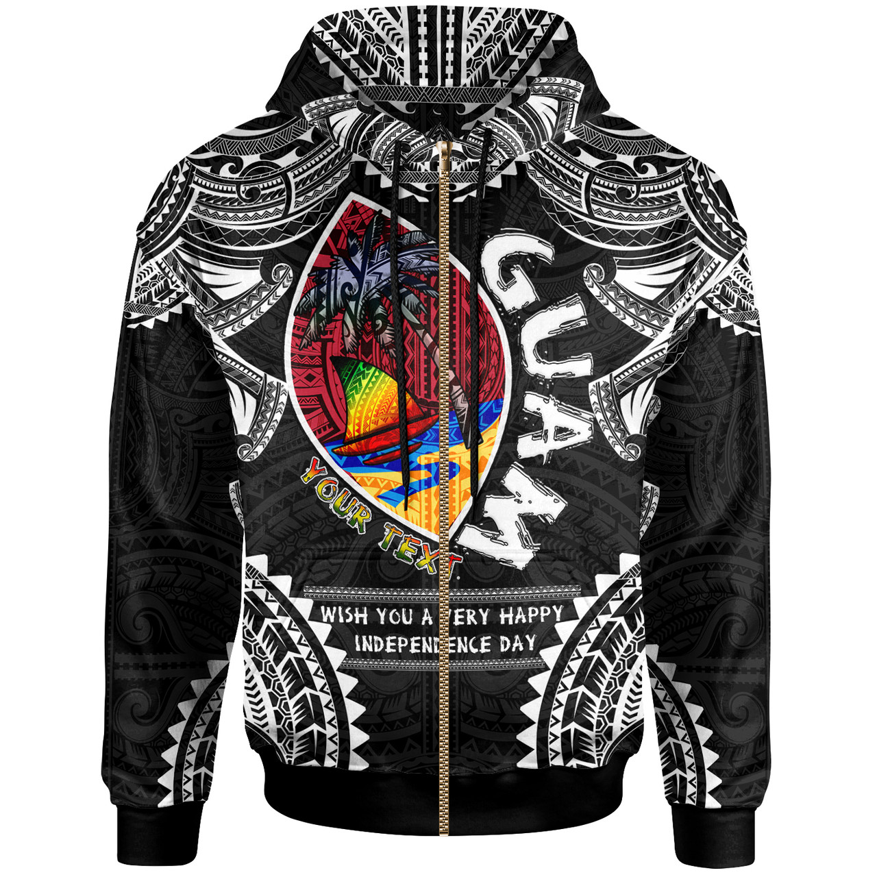 Guam Hoodie - Custom Guam Independence Day '' Wish You A Very Happy Independence Day '' With Polynesian Patterns