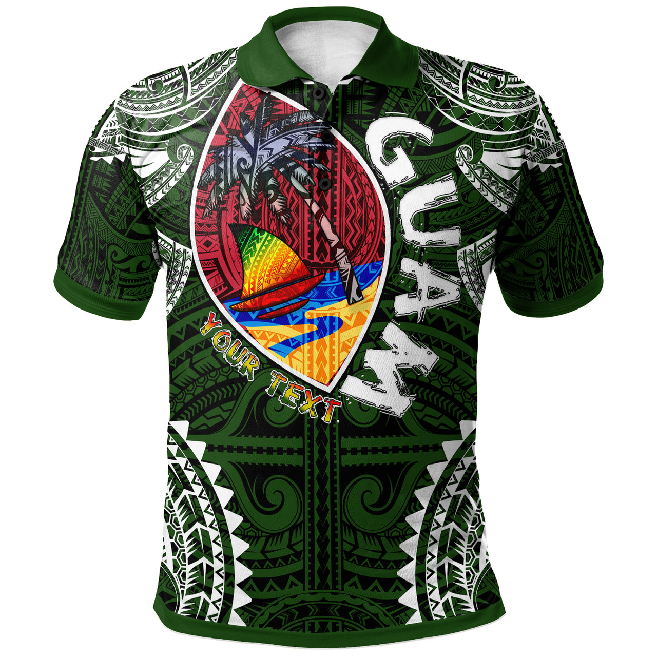 Guam Polol Shirt- Custom Guam Independence Day '' Wish You A Very Happy Independence Day '' With Polynesian Patterns