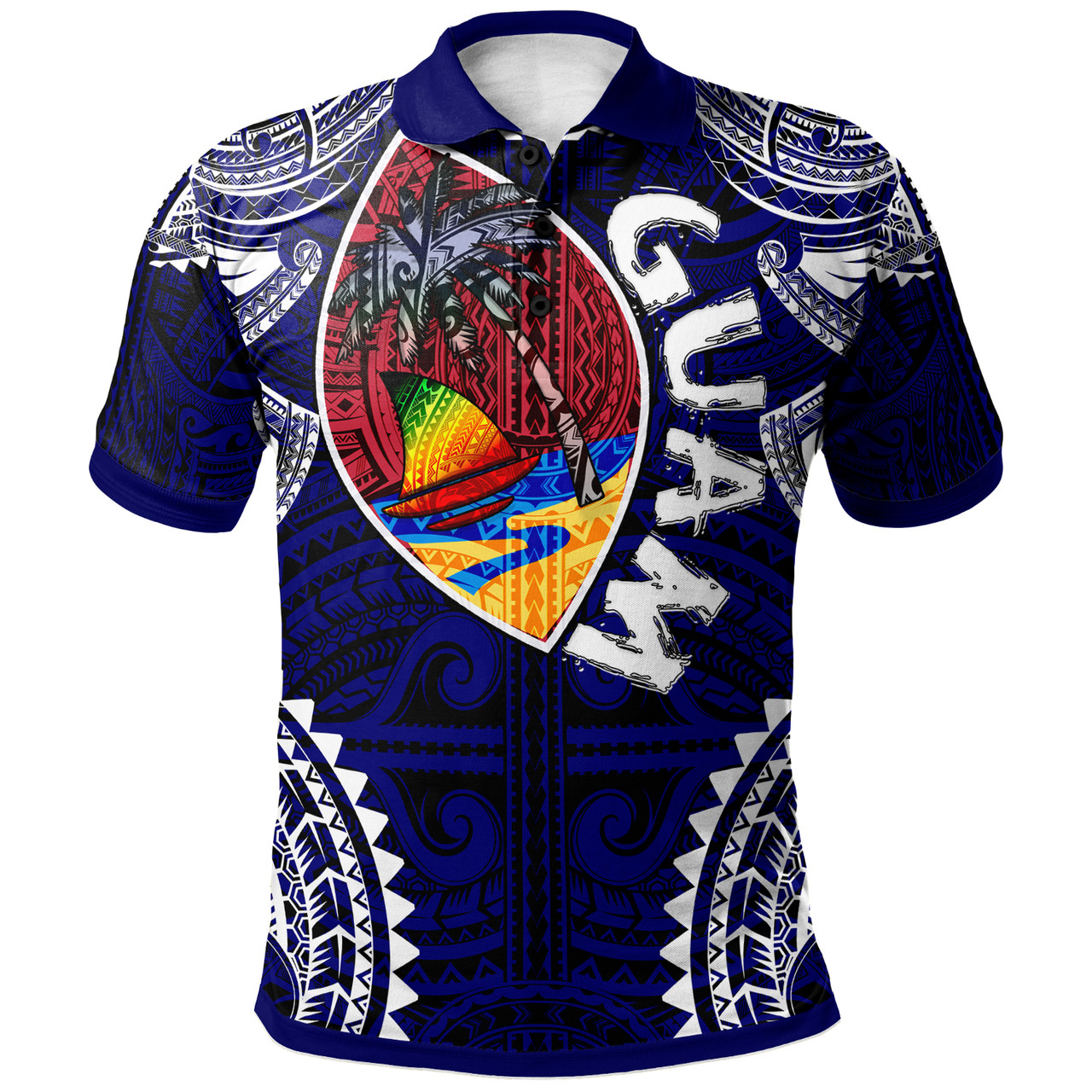 Guam Polol Shirt- Custom Guam Independence Day '' Wish You A Very Happy Independence Day '' With Polynesian Patterns