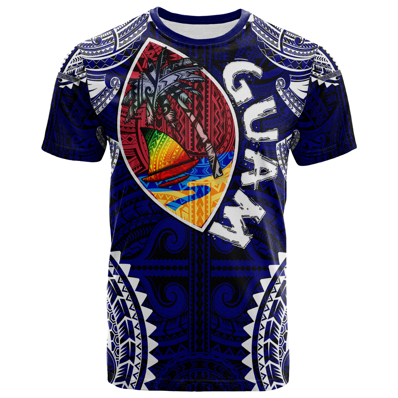 Guam T- Shirt - Custom Guam Independence Day '' Wish You A Very Happy Independence Day '' With Polynesian Patterns