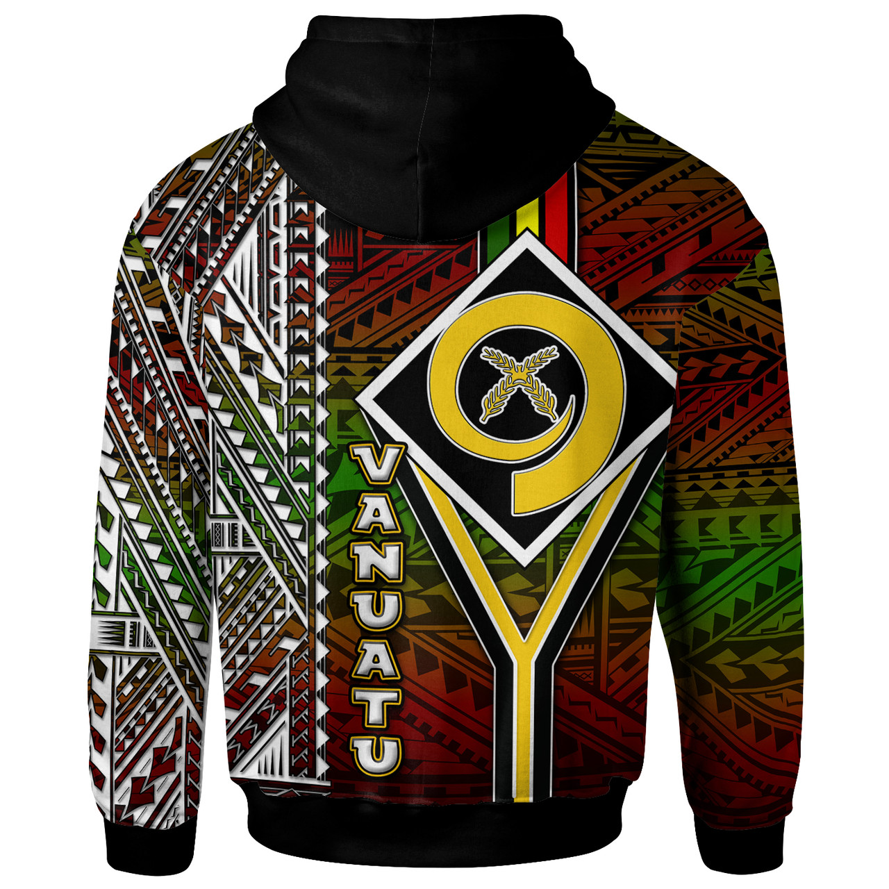 Vanuatu Hoodie - Custom Vanuatu Independence Anniversary Flag Style Polynesian Patterns Hoodie