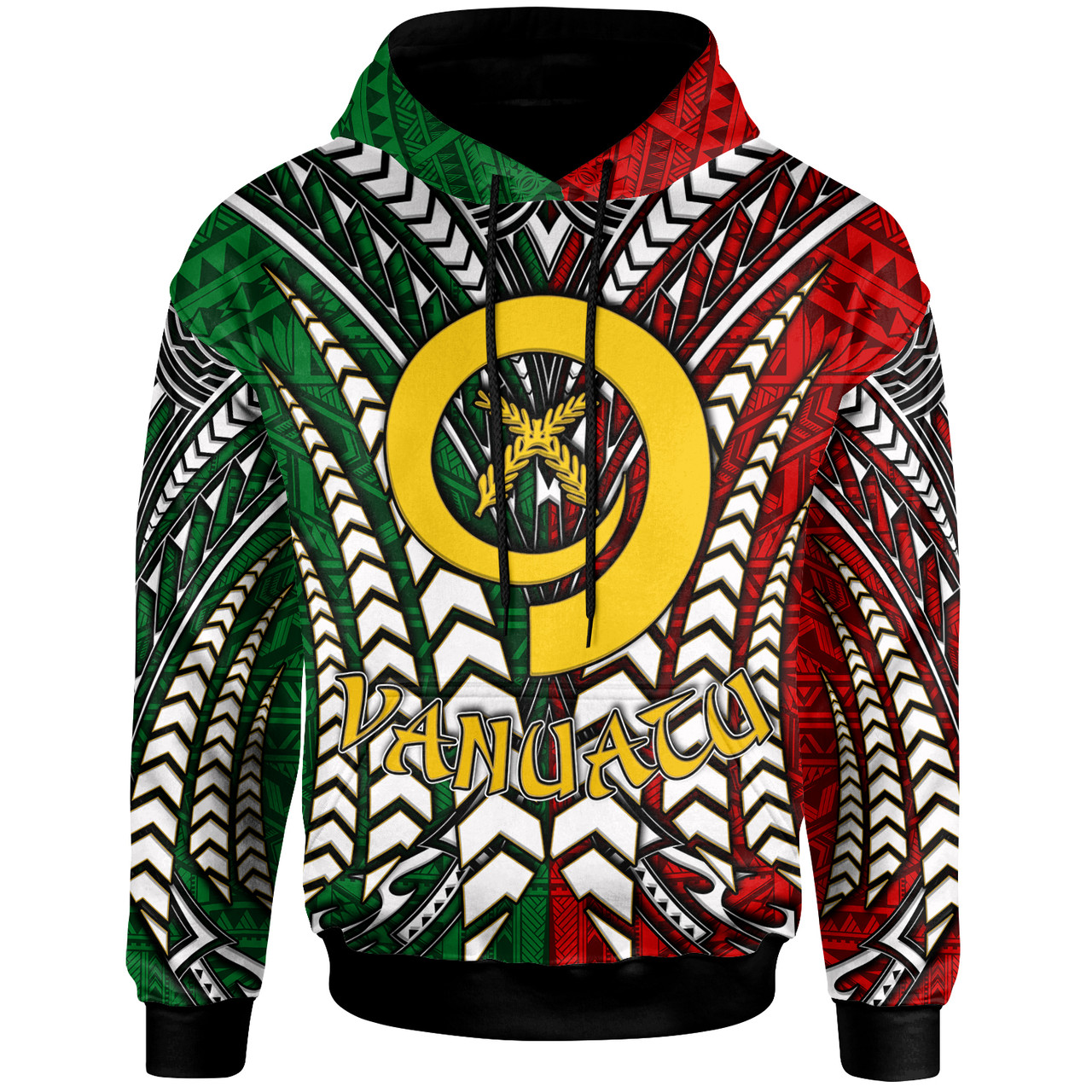 Vanuatu Hoodie - Custom Vanuatu Independence Anniversary With Arm Polynesian Patterns Hoodie