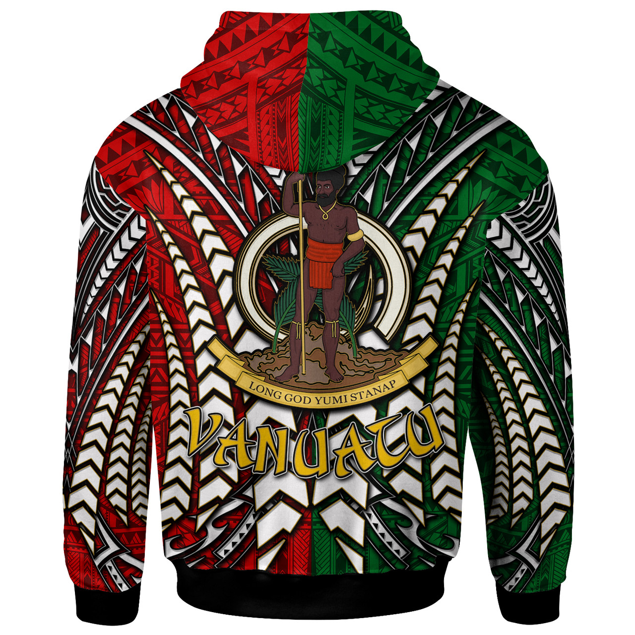 Vanuatu Hoodie - Custom Vanuatu Independence Anniversary With Arm Polynesian Patterns Hoodie