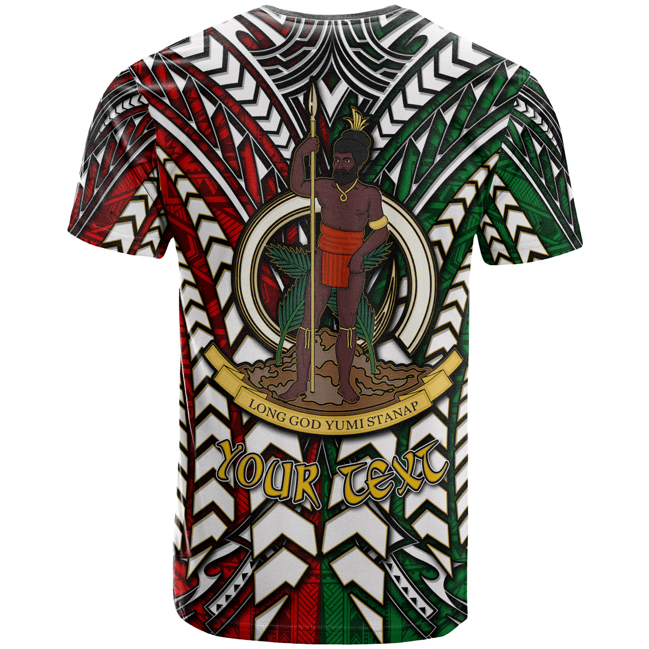 Vanuatu T-Shirt - Custom Vanuatu Independence Anniversary With Arm Polynesian Patterns T-Shirt