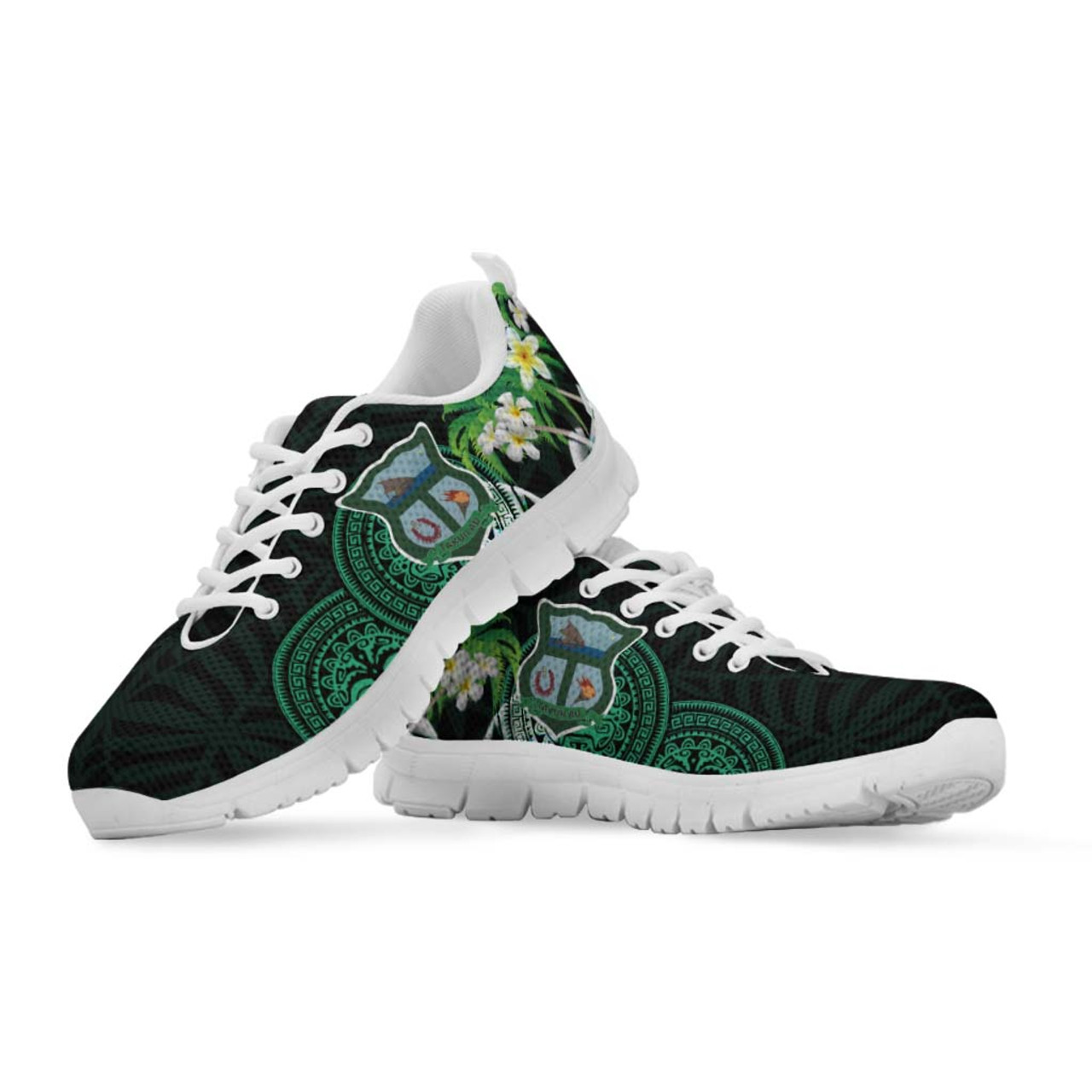 Tonga Sneakers - Takuilau College with Polynesian Patterns and Plumeria Flower