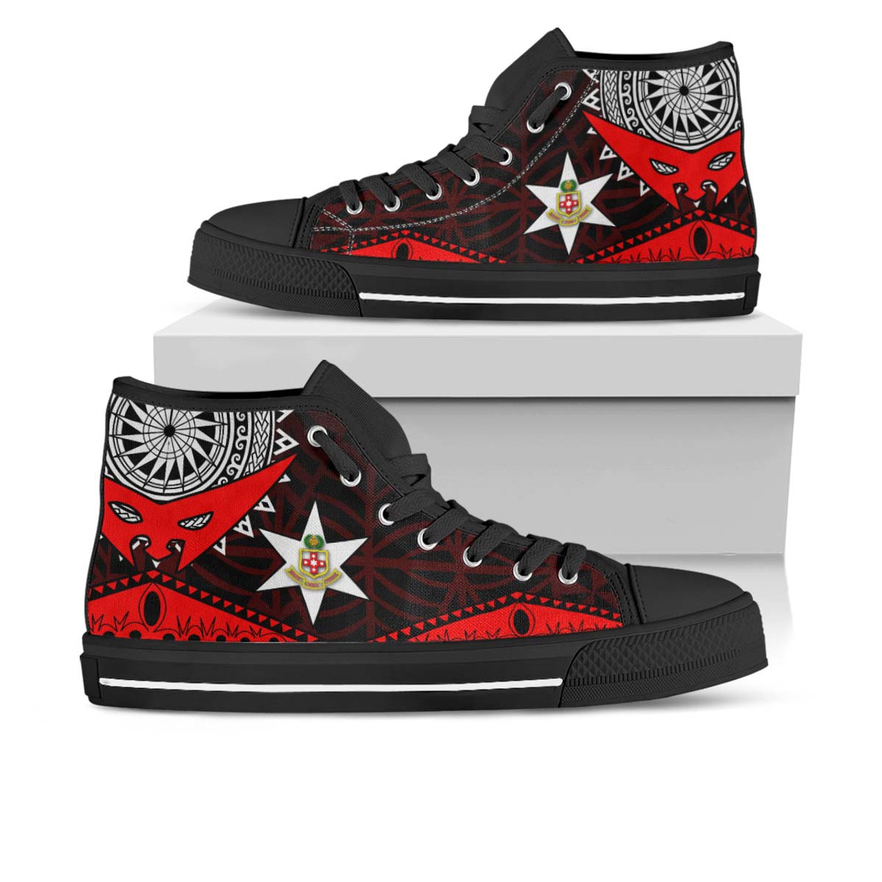 Tonga High Top Shoes - Kolisi Tonga High School with Tonga Patterns Polynesian Culture