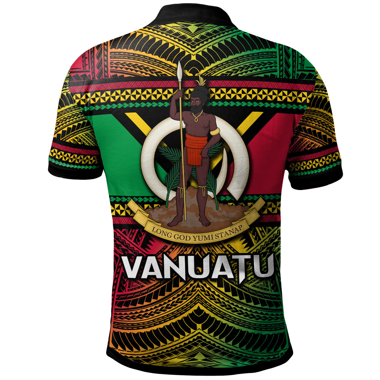 Vanuatu Polo Shirt - Custom Flag Color Polynesian Patterns Polo Shirt