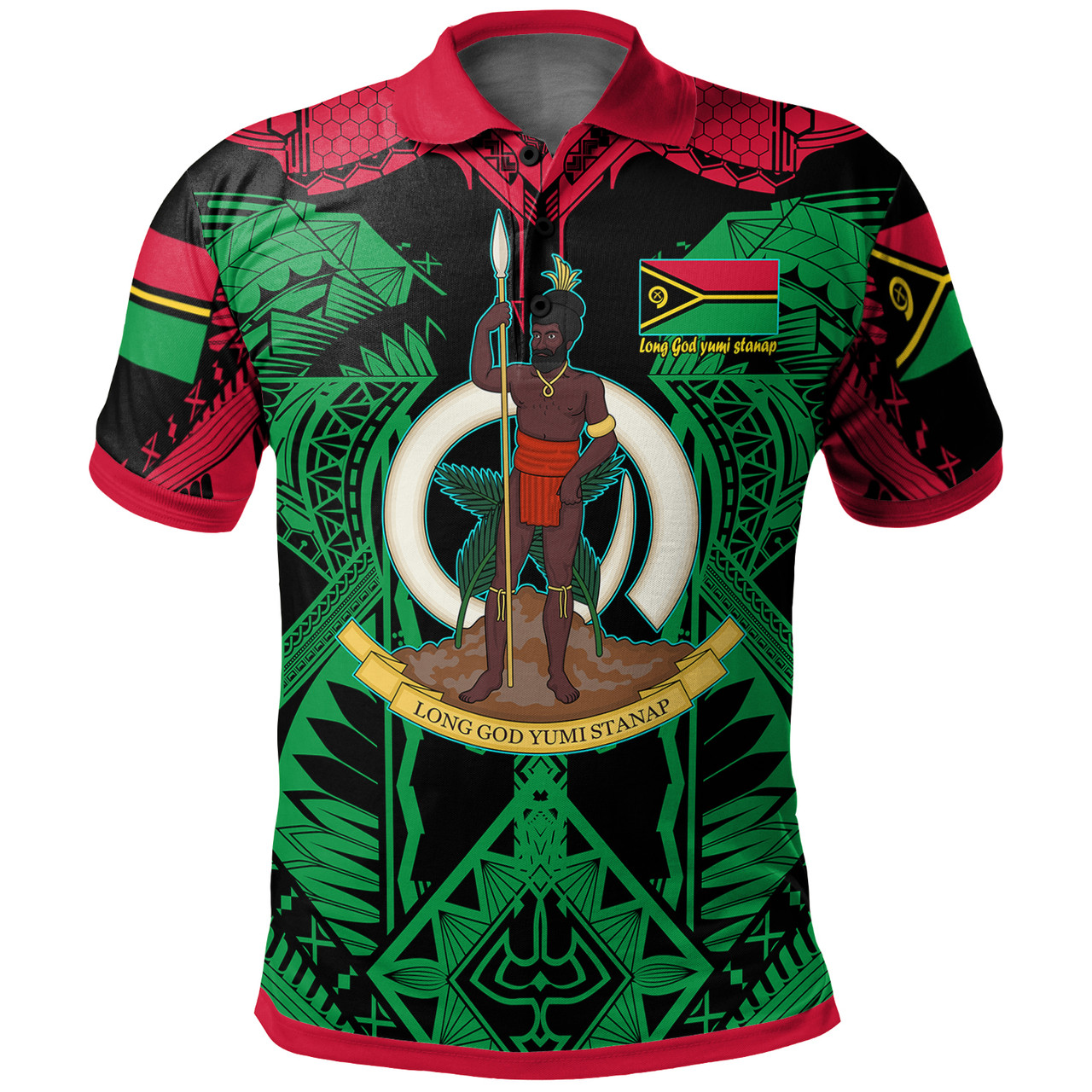 Vanuatu Polo Shirt - Custom Vanuatu "Long God yumi stanap" Polynesian Pride Polo Shirt