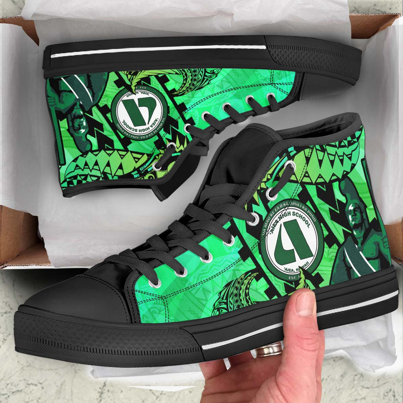 Hawaii High Top Shoes - Aiea High School Home Of The Na Ali'i Tribal Pattern